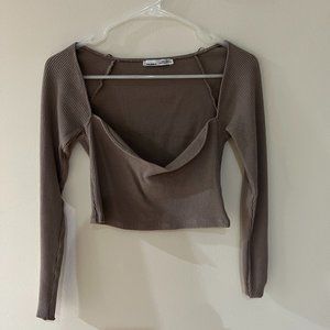 Cropped sweater long sleeve top